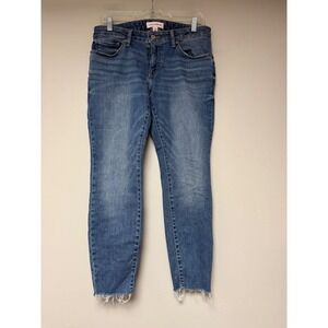 Lucky Brand Lizzie Low Rise‎ Skinny Jeans Blue Denim Frayed Hem Size 10 30